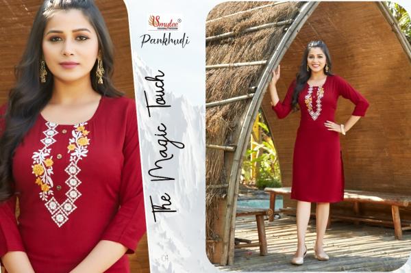 Smylee Pankhudi Rayon Designer Embroidery Kurti